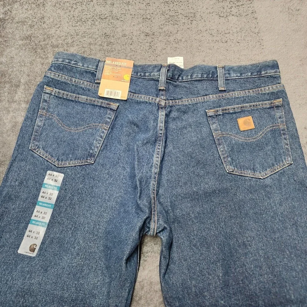 NWT Carhartt Relaxed Fit B460 DVB Men’s Blue Denim Jeans size 44 x 32 - Picture 3 of 11